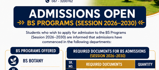 BS Admissions open